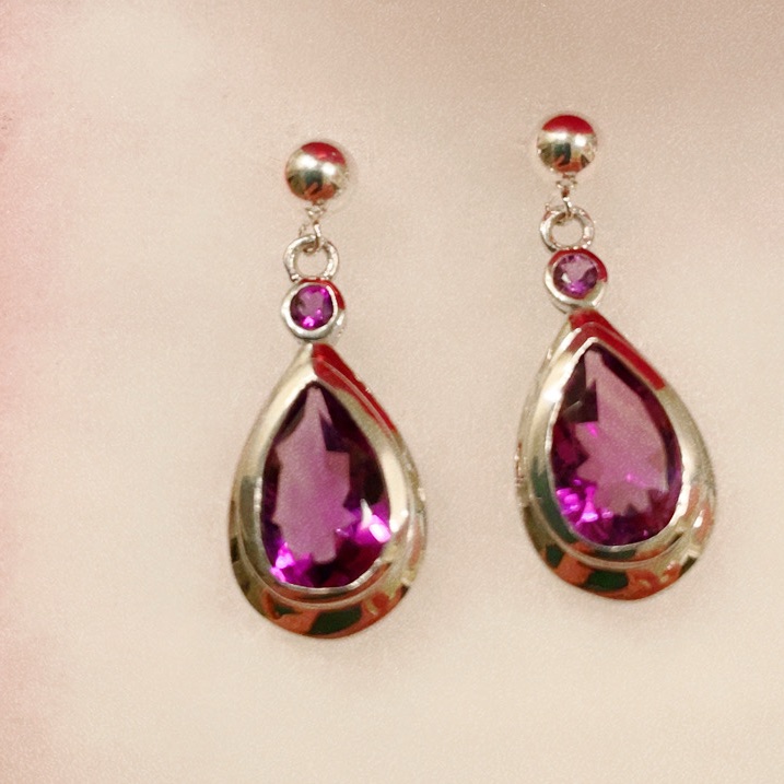 Genuine Amethyst Sterling Silver Genuine Earrings